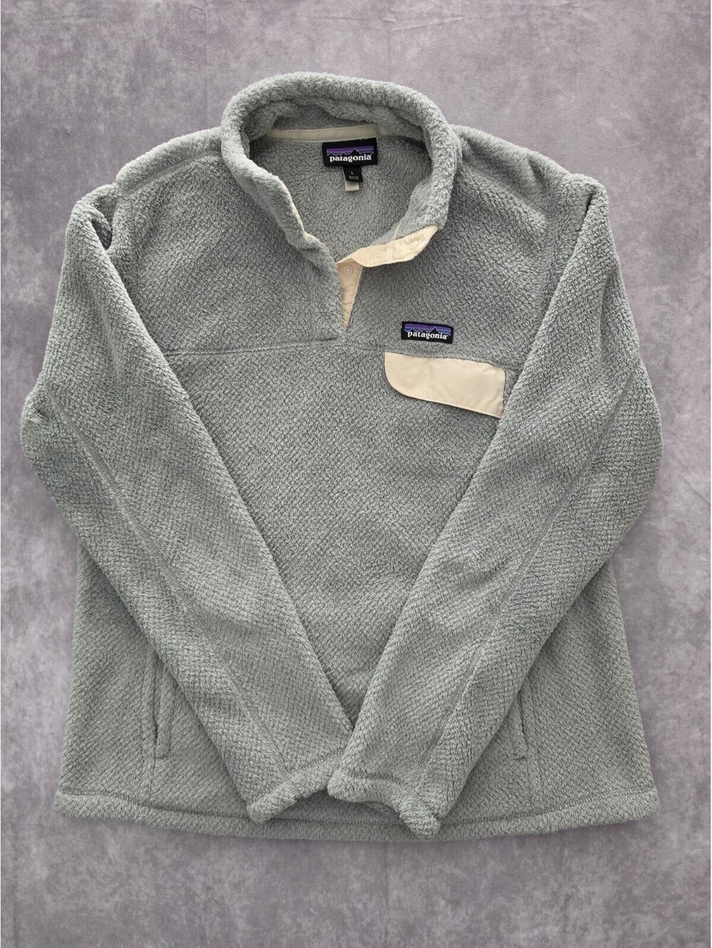 Patagonia Synchilla Snap-T Fleece Pullover Women's Large Gray Cream Trim Jacket